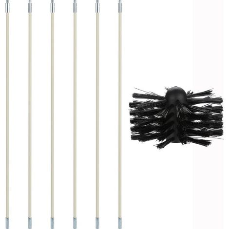 Brosse de ramonage, kit de nettoyage pour poêles à bois et à granulés comprenant 9 tuyaux en nylon, 1 tête de brosse et 1 tige hexagonale pour conduits d'évacuation de granulés – RAPANDA (1/4)