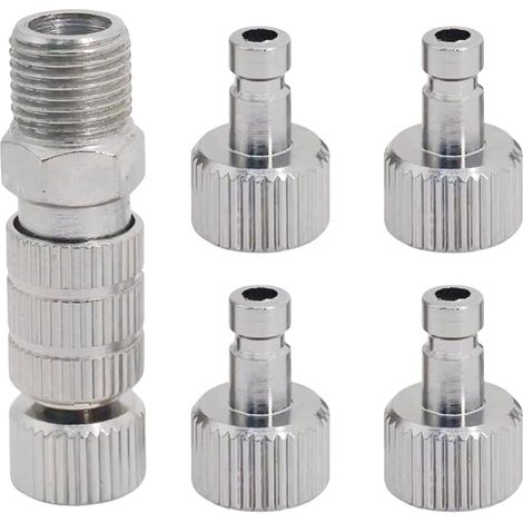 Airbrush Quick Disconnect Adapter Kit, 5 Pieces Set with 1/8 Inch Male and Female Connectors, Adjustable Control Valve, Airbrush Compressor Accessories (1/5)