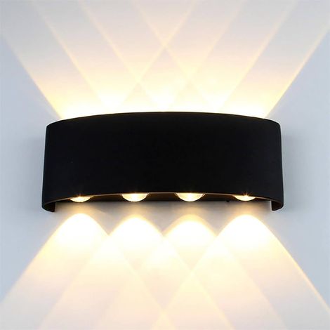Applique extérieure LED noire 8W ip65 3000k, durable et résistant aux intempéries structure en aluminium moulé sous pression ip65 pour jardin, terrasse et façade (1/4)