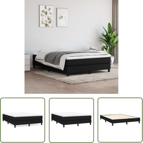 The Living Store Cadre de lit sans matelas noir 140x200 cm tissu - Cadre De Lit - Lit Double - Lit Noir - Literie - Meuble Chambre (1/5)