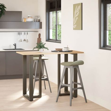 vidaXL Patas para mesa de bar en forma de T (2 unidades), color negro, 60 x 35 x (100-101) cm, acero (1/2)