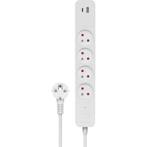 Blocco multipresa - SAVLZ-11 - 4 prese - USB-A PD 18W - Cavo 1,5m - Protezione contro le sovratensioni