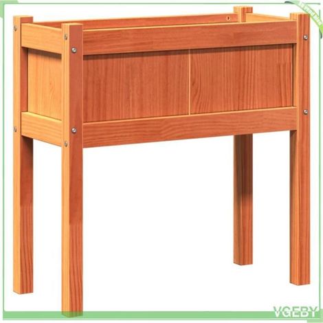 Jardinière bois - FAFEICY - 837558 - Pin massif - 70x31x70 cm - Cire marron (1/5)