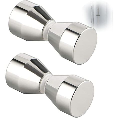 Lot de 2 poignées de porte de douche - Alliage d'aluminium argenté - Pour portes de douche en verre (1/5)