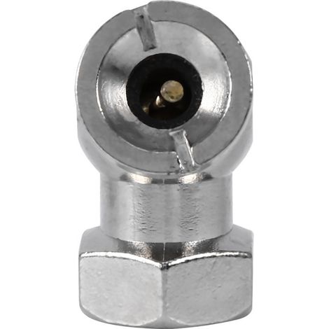 1 connecteur valve gonfleur pneu, acier massif, tête inclinée 45°, filetage femelle 1/4" NPT, pince à bille caoutchouc (1/5)