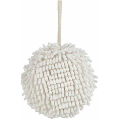 Essuie-Mains en Boule empêchant la Croissance bactérienne respectueux de la Peau essuyer Les Mains éponge Suspendue Super absorbante débarbouillettes - Blanc (1/5)