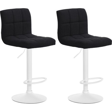 Set di 2 sgabelli da bar in tessuto Calma nero Metallo bianco opaco