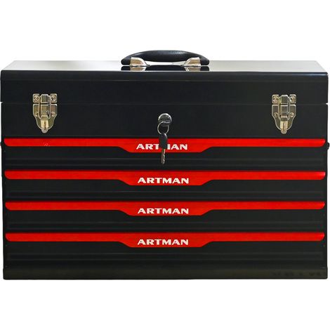Coffret outils portable 4 prises boîte outils serrure métallique réservoirs refroidissement noir