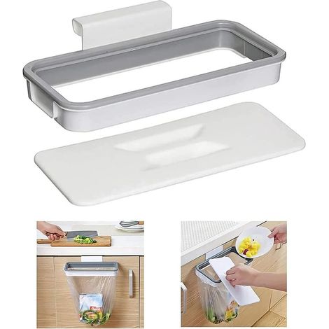 Support pour Sacs Poubelle pour Porte d'armoire,Porte-sac Suspendu avec Couvercle Porte-poubelle sous Armoire Porte-poubelle de Recyclage Amovible pour Stockage des Sacs à Ordures Poubelle Cuisine (1/4)