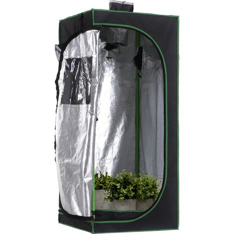 Grow Tent Reflective Mylar Hydroponic with Adjustable Vents Floor Tray for Indoor Plant Growing, 60 x 60 x 140 cm (24.5" x 24.5" x 55") (1/5)