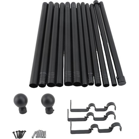 Double tringle rideaux fenêtre fer métal télescopique – Décoratif draperie embouts ronds maison 80 à 210cm, décoration (1/5)