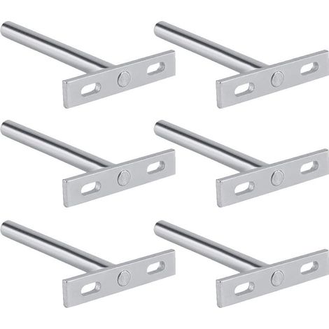 Unsichtbarer Wandregalständer, schwebender Paletten-Barständer, Stahlständer für Büro und Zuhause, 6er-Pack (F - vernickelt (3"))