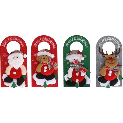 Pendentifs de poignée de porte de noël, ornements décoratifs de poignée de porte de dessin animé mignon pour Salon de beauté maison 4 pièces (1/5)
