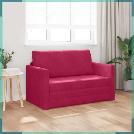 4106705 Canapé-Lit 110cm Bordeaux Velours (1/5)