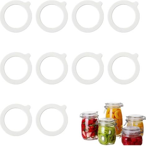 10 Pieces Replacement Silicone Seals, Universal Silicone Jar Seals, Silicone Jar Seals, Rubber Washers, Rubber Rings for Weck Jars, Food Preservation (1/5)