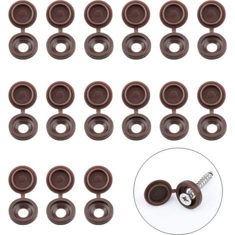 Lot de 100 Capuchons Marron de Vis à Charnière Bouchons à Vis en Plastique pour Meubles Placards Étagères (1/5)