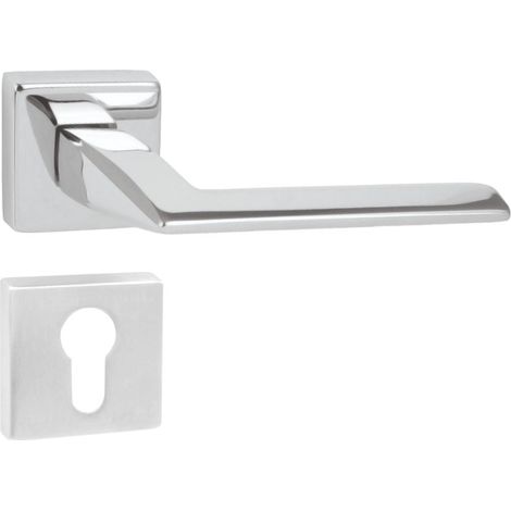 DOMINO Poignée de porte ELIZA QR M6 PZ Poignée avec plaque PZ pour cylindre profilé Chromé brillant (1/5)