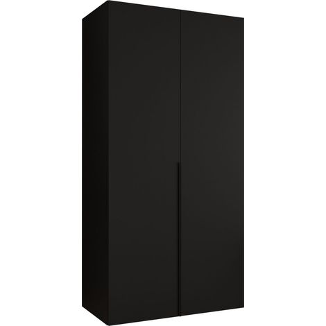 Armoire Hartford 535, Noir, 202x100x52cm, Portes d'armoire: Avec des charnières, Nombre d'étagères: 0