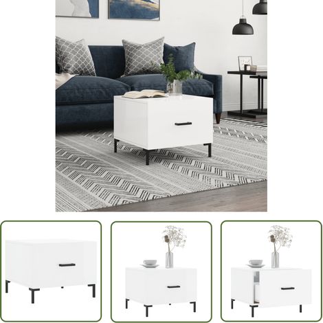 The Living Store Couchtisch Hochglanz-Weiß 50x50x40 cm Holzwerkstoff - Couchtisch - Wohnzimmerstil - Holzwerkstoff Möbel - Weißer Couchtisch - Sideboard (1/5)