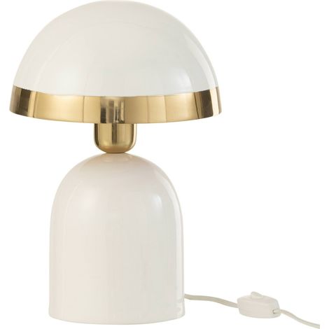 Lampe de table blanche bord doré en métal brillant design chic - Blanc brillant bord doré (1/4)