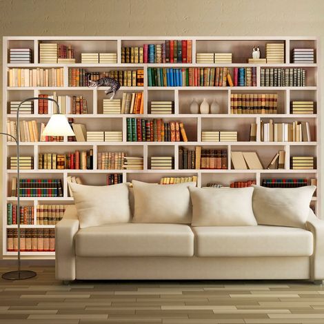 Papier peint adhésif Bibliothèque domestique - 343 x 245 cm (1/4)