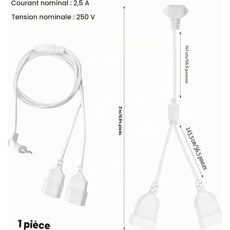 Extension Strip 3 m Flat Plug Extension Socket for TV Computer Monitor Lamp Household Appliances (1/4)