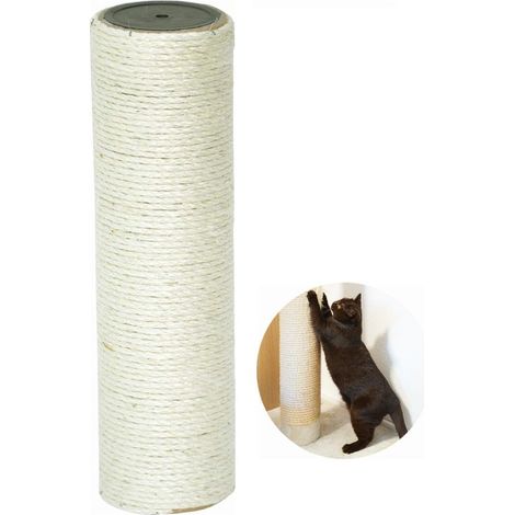Poteau de remplacement en sisal naturel 40cm – Griffoir pour chat – Base en peluche douce – Remplacement facile pour arbres à chat (1/5)