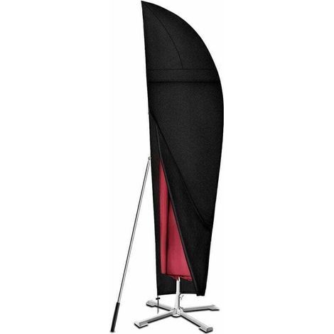 Housse Parasol Déporté de 3m à 4m, Robuste Tissu Oxford 420D, Iimperméable, Anti-UV Housse de Protection Parasol Deporte avec Grilles D’aération (280x30/81/45cm) - Noir (1/3)