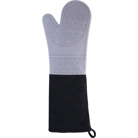 Moufles Flexible et Anti-brûlure Cuisine Résistant la Chaleur en Silicone Doublure Coton Épaisse Longue pour Four et -Ondes (1/5)