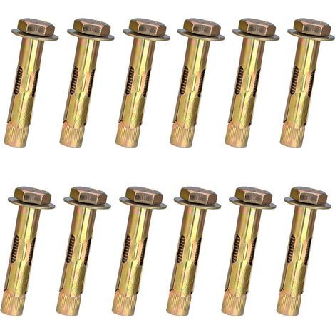 Lot de 12 boulons à vis d'expansion M8 x 60 mm, écrou hexagonal, boulon d'ancrage à manchon d'expansion à haute résistance, fixations à haute résistance pour mur de briques en béton (1/5)
