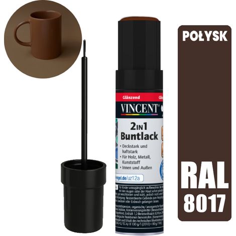 Vernice per ritocchi con pennello 12 ml. Vernice per ritocchi graffi RAL 8017 Marrone Lucido. (1/5)
