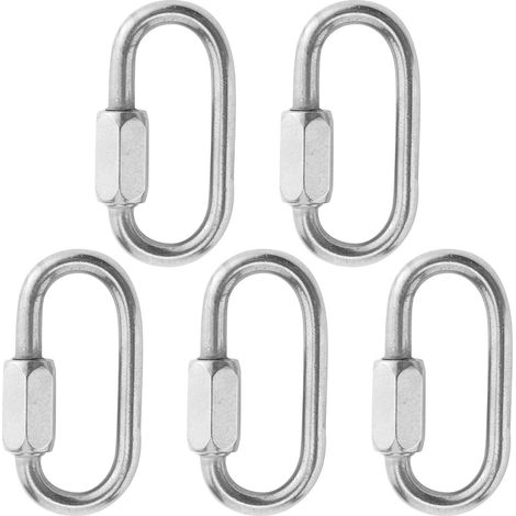 Lot M4 mousquetons acier inoxydable clips robustes support charge lourde sécurité verrouillage (1/5)