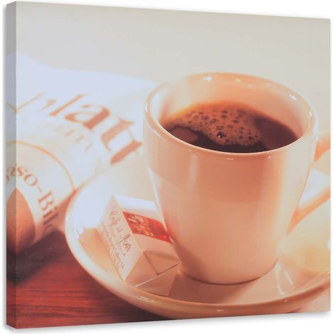 Tableau sur toile Tasse à café et journal 50x50 (1/5)