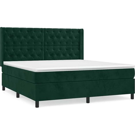 Maison Exclusive - Sommier à lattes de lit et matelas Vert foncé 160x200cm Velours (1/5)
