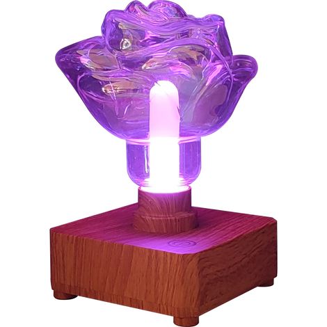Lampe de chevet LED rose ambiance romantique chambre chaleureuse commande tactile bureau recharge USB lumière multicolore changeante batterie Li-ion 1200mAh intégrée (1/3)