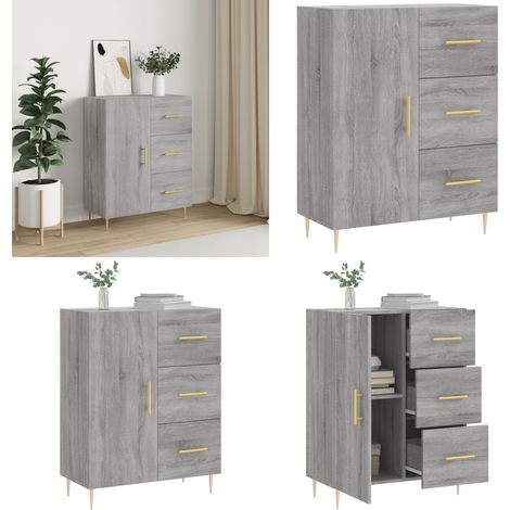 Sideboard Grau Sonoma 69,5x34x90 cm Holzwerkstoff - Schreibtisch - Wohnzimmermöbel - Sideboard - Regal - Grau - Home & Living (1/5)