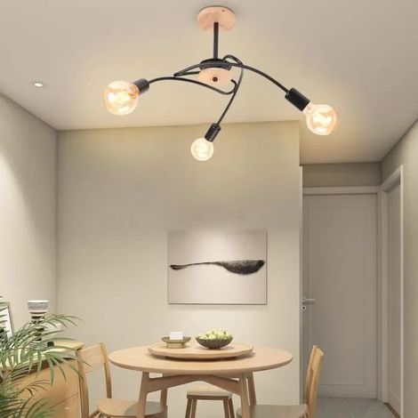 Plafonnier Retro Industriel Noir Lustre Suspension Vintage en Métal Designe Edison Style Nordique pour Salon Chambre (1/4)