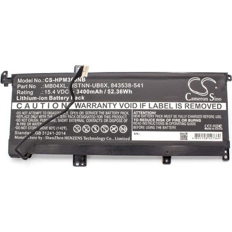 vhbw Akku kompatibel mit HP Envy X360 15-AQ050NW, x360 15-aq055na, X360 15-AQ040NR, X360 15-AQ040NZ Notebook (3400 mAh, 15,4 V, Li-Polymer)