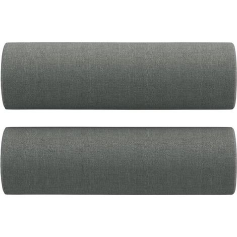 Coussins décoratifs, lot de 2, gris foncé, 15 cm de diamètre, 50 cm de hauteur, en tissu. (1/5)