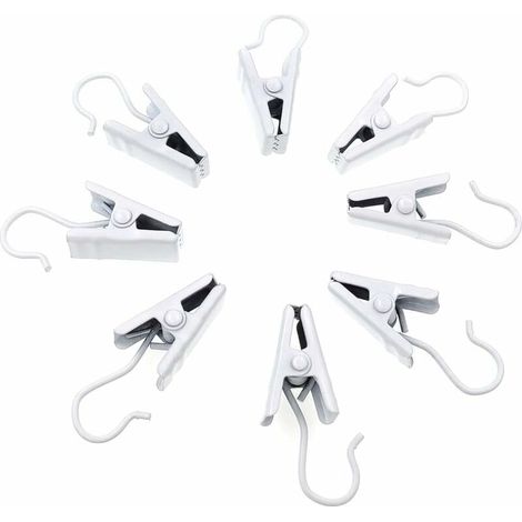 - Paquete de 100 pinzas para cortina de acero inoxidable blancas para decoración del hogar, fotos, manualidades y actividades en interiores y exteriores. (1/5)