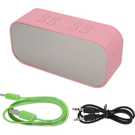 Enceinte Bluetooth 2 en 1 avec Réveil, Méga Basses, Réduction de Bruit, Luminosité Réglable, Portable pour Maison Bureau Rose (1/5)