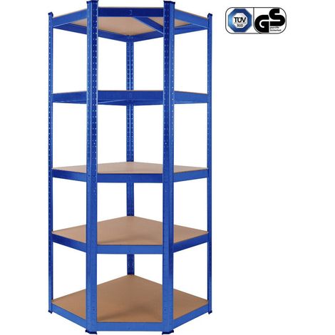 AREBOS Eckregal Schwerlastregal 180 x 70 x 70 cm 875 kg Kellerregal Steckregal Blau (1/5)