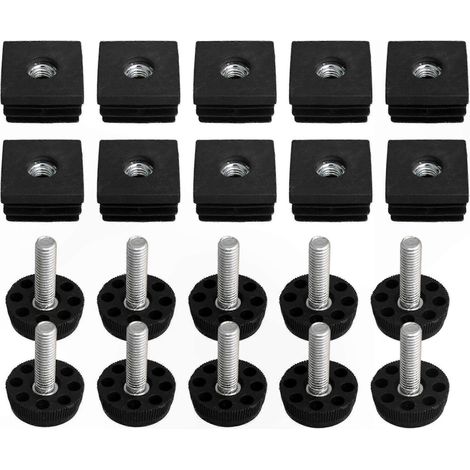 Lot de 10 pieds de meubles filetés M8 avec embouts carrés de 3x3cm, adaptés aux pieds de table. (1/5)