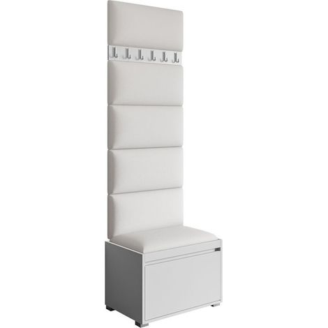 Conjunto para recibidor Comfivo Pinus V, Blanco + Soft 017, 207x65x34cm, Cuero ecológico, Aglomerado laminado, Colocada, Montada en la pared (1/5)