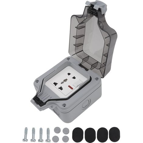Boîtier de prise extérieure étanche IP66 16A, résistant aux intempéries, pour balcon, jardin, pelouse, norme UE 250V, 1 poste, 5 broches multiples (1/5)