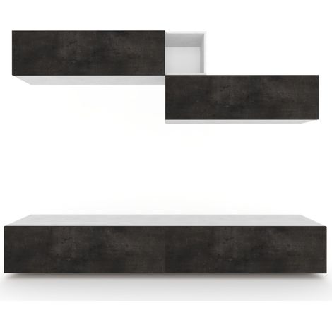 Mobile Soggiorno,Parete Attrezzata TV 247x202 cm, Bianco/Nero Mobile già montato (1/4)