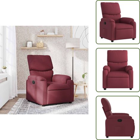 Respaldo - vidaXL Sillón reclinable de tela rojo tinto - Tela