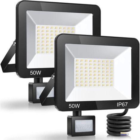 50W Projecteur LED Exterieur Detecteur de Mouvement 2 Pièce, IP67 Étanche Spot LED Avec Détecteur, 5000LM 7000K Blanc Froid Eclairage Exterieur, Lampe Exterieur pour Jardin Terrasse Entrée-RAPANDA (1/5)