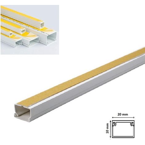 2mt Canalina adesiva 20x10 mm per cavi elettrica in plastica passacavi bianco coprifili a parete con copertura (1/5)
