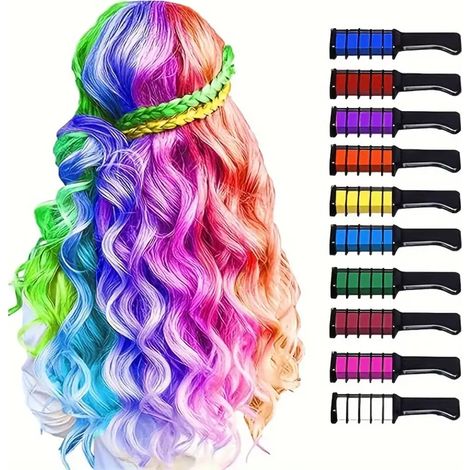 Peigne colorant pour cheveux craies jetables pour coloration temporaire crayons de couleur pour cheveux multicolores et creatifs (1/5)